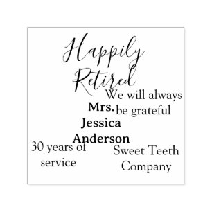 Happy retirement add name years of service retired self-inking stamp