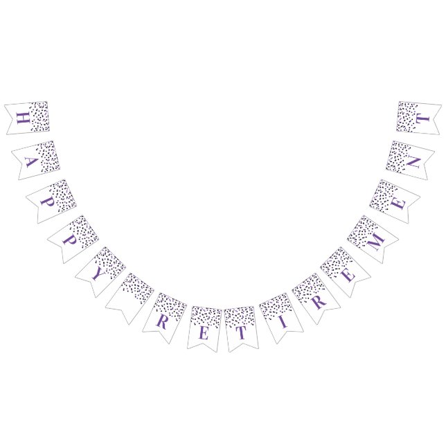 Happy Retirement Banner Black Purple Confetti (All)
