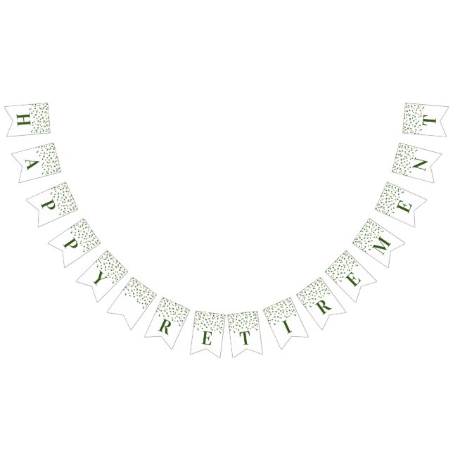 Happy Retirement Banner Gold Green Confetti (All)