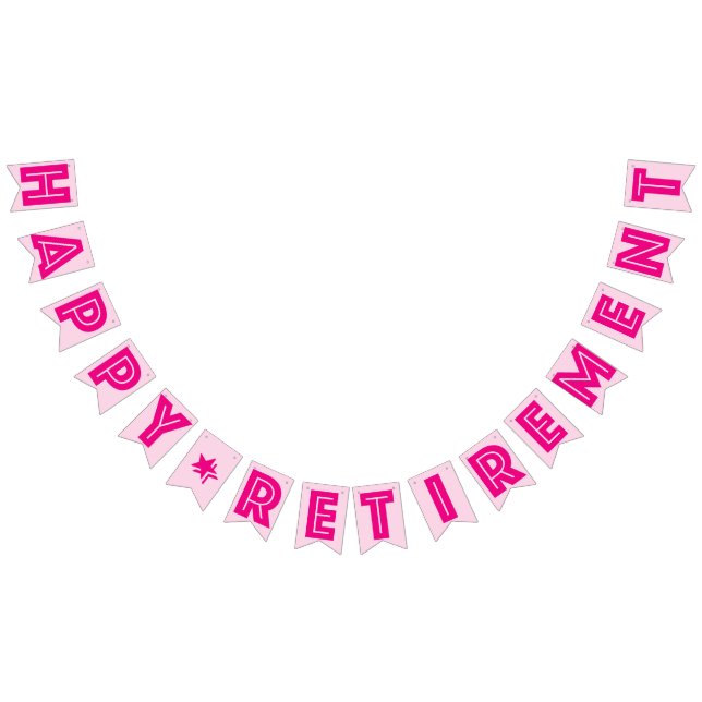 HAPPY RETIREMENT BANNER, Pink Colour Bunting Flags (All)