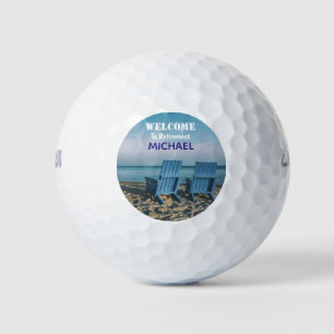 Happy Retirement Beach Custom Name Golf Balls