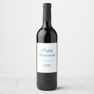 Happy retirement blue years of service name pastel wine label