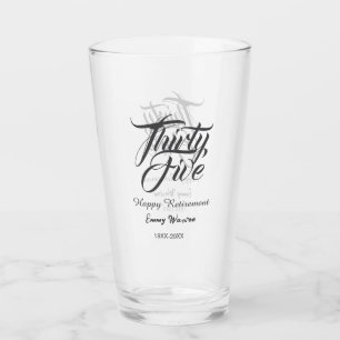 Happy retirement bold letter name year elegant sim glass