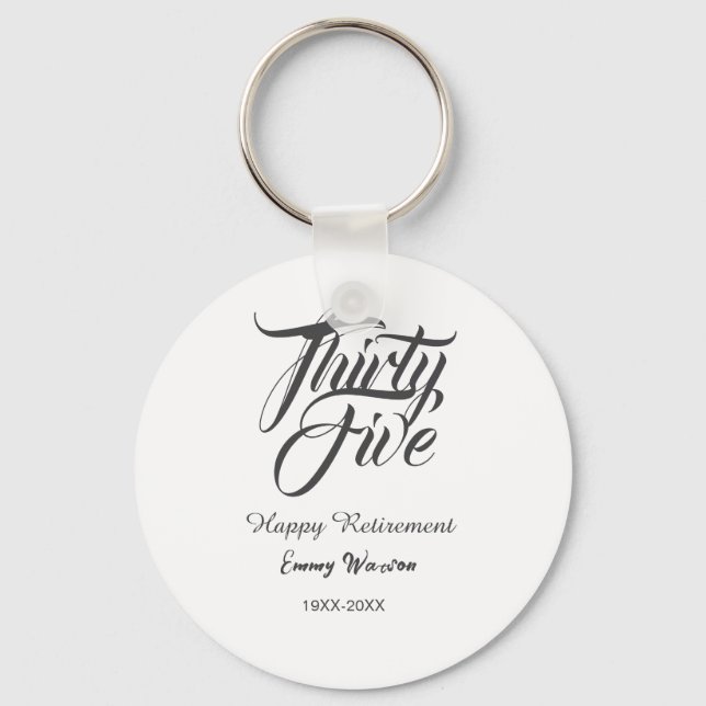 Happy retirement bold letter name year elegant sim keychain (Front)