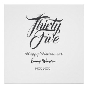 Happy retirement bold letter name year elegant sim poster