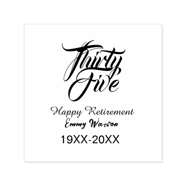 Happy retirement bold letter name year elegant sim self-inking stamp (Design)