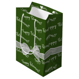Happy Retirement Bow On Green Medium Gift Bag