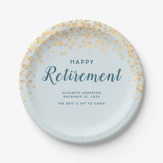 "Happy Retirement" Celebration Personalized Paper Plate (Front)