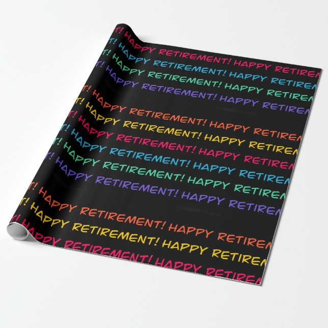 Happy Retirement Colourful Design Wrapping Paper (Unrolled)