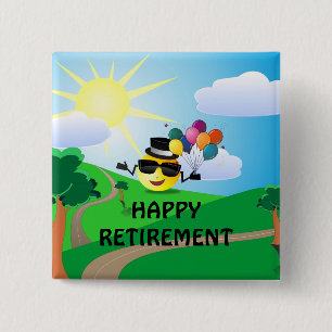 Happy Retirement, colourful fun design, 2 Inch Square Button