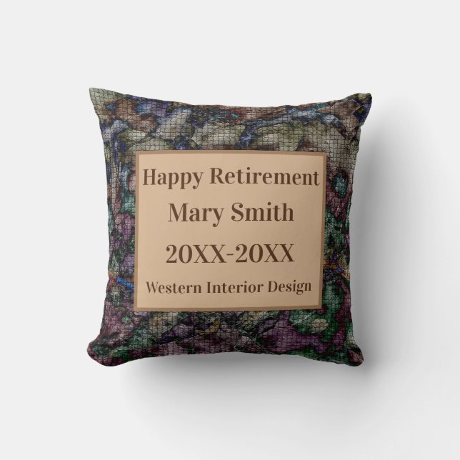 Happy Retirement Colourful Mosaic Tile Keepsake Throw Pillow (Front)