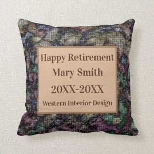 Happy Retirement Colourful Mosaic Tile Keepsake Throw Pillow
