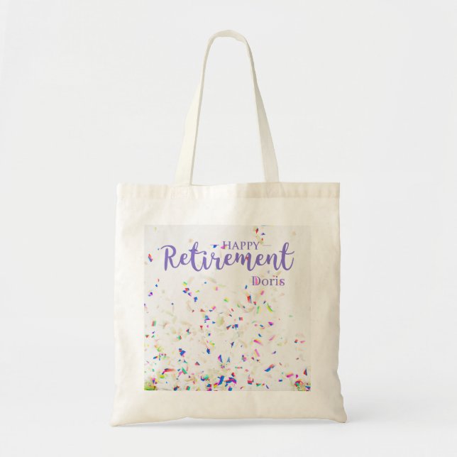 Happy Retirement Confetti Tote Bag (Front)
