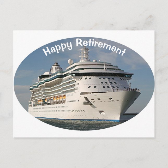 Happy Retirement: Cruise ship 3 (oval) Postcard (Front)