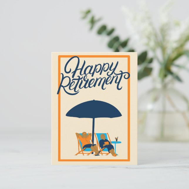 Happy Retirement - Customize - Beach Chairs Holiday Postcard (Standing Front)