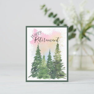 Happy Retirement - Customize - Watercolor trees  Holiday Postcard