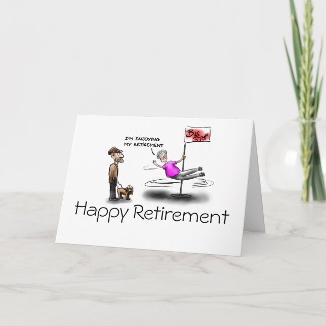 Happy retirement female cartoon greeting card (Front)