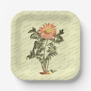 Happy Retirement Flower Personalized Paper Plate