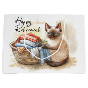 Happy Retirement for cat lover cat laundry Large Gift Bag