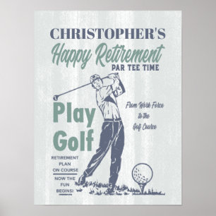 Happy Retirement Funny Retro Golf Party Poster