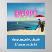 Happy Retirement Funny Surreal Beach Scene 