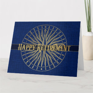 Happy Retirement Gold Compass Card