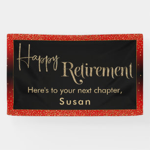 Happy Retirement Gold Confetti, Bright Red Banner