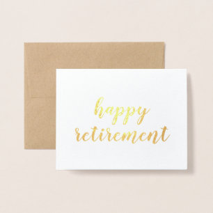Happy Retirement Gold Foil Brush Brushstroke Card