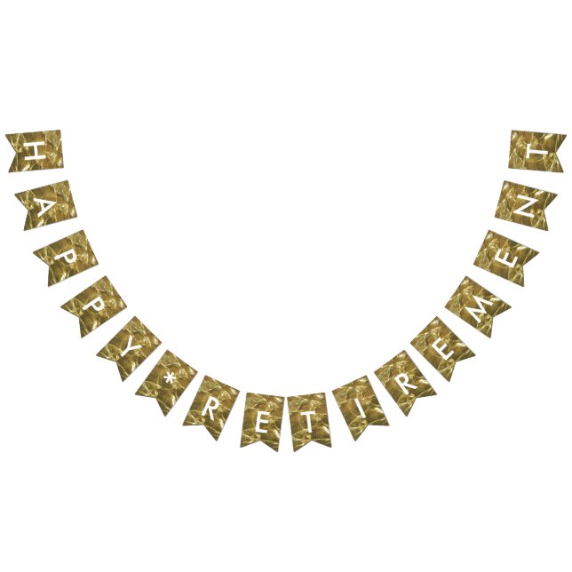 Happy Retirement Gold White Glitter Party Bunting Flags (All)