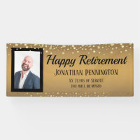 Happy Retirement Gold with Confetti One Photo
