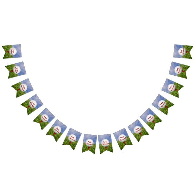 Happy Retirement Golf Ball on red tee Bunting Flags (All)