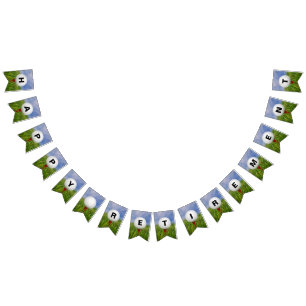 Happy Retirement-golf ball on tee in grass Bunting Flags