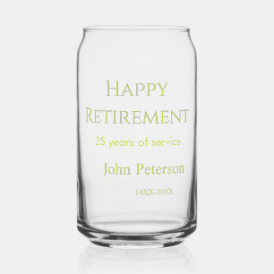 Happy retirement green name year years of service can glass
