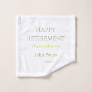 Happy retirement green name year years of service wash cloth