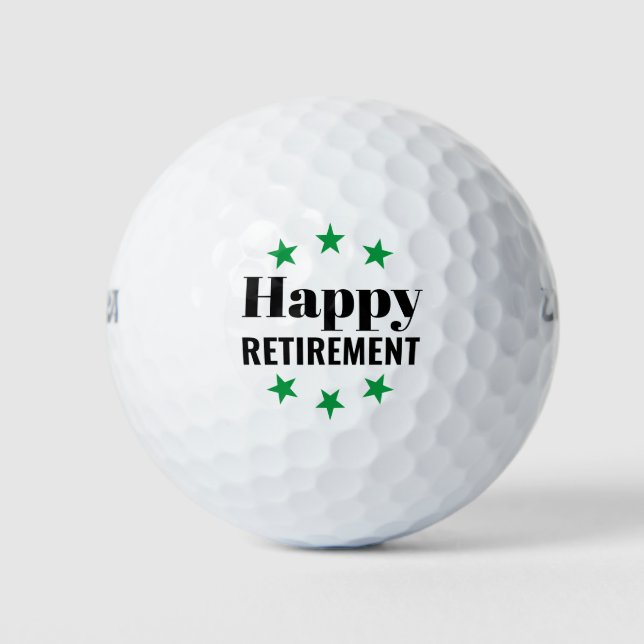 Happy Retirement Green Star Golf Balls (Front)