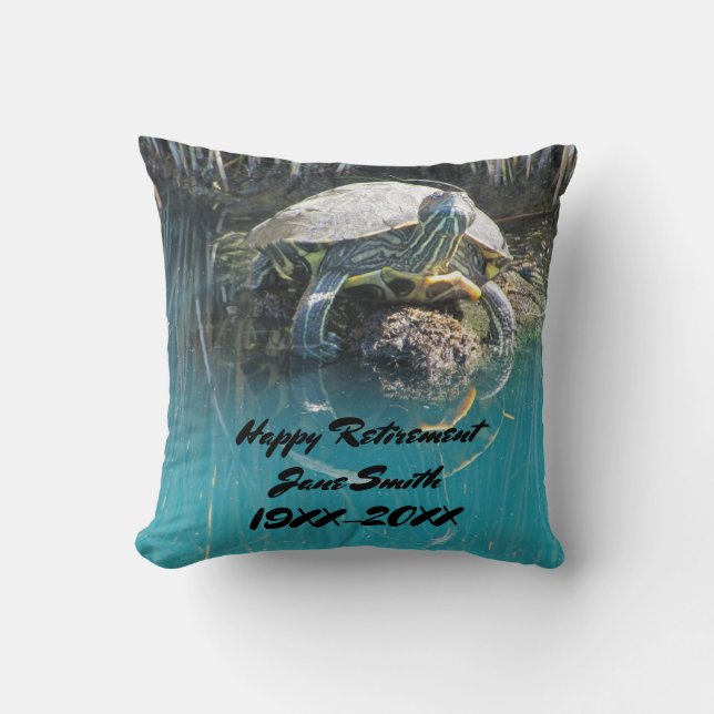 Happy Retirement Life in Fast Lane Turtle Humourou Throw Pillow (Front)