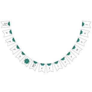 Happy Retirement. Mandala in aqua Bunting Flags