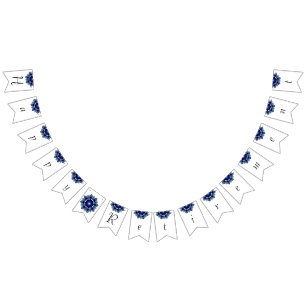 Happy Retirement. Mandala in dark blue Bunting Flags