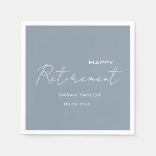 Happy Retirement Modern Dusty Blue Personalized  Napkin