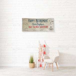 Happy Retirement New Adventure Map Monogrammed Banner