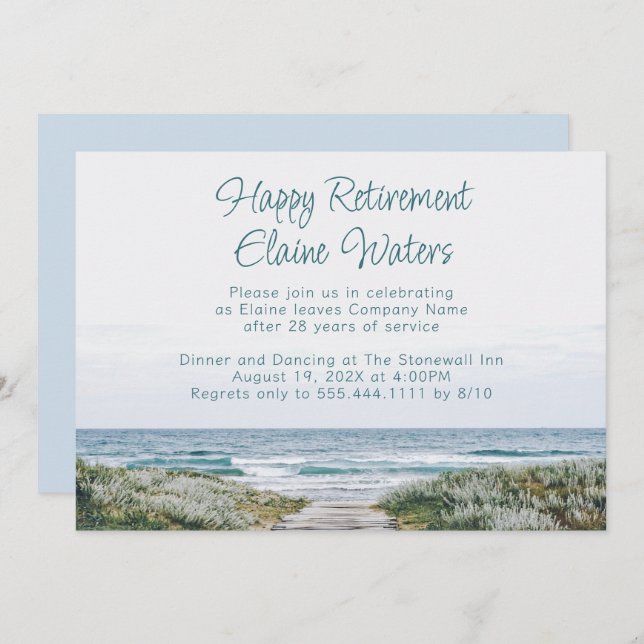 Happy Retirement Party Boardwalk Ocean  Invitation (Front/Back)