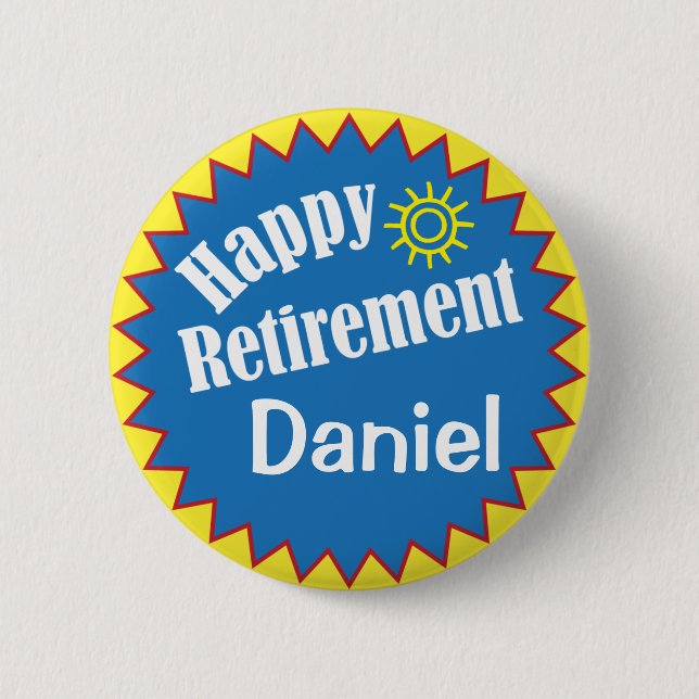 Happy Retirement Party Personalized 2 Inch Round Button (Front)