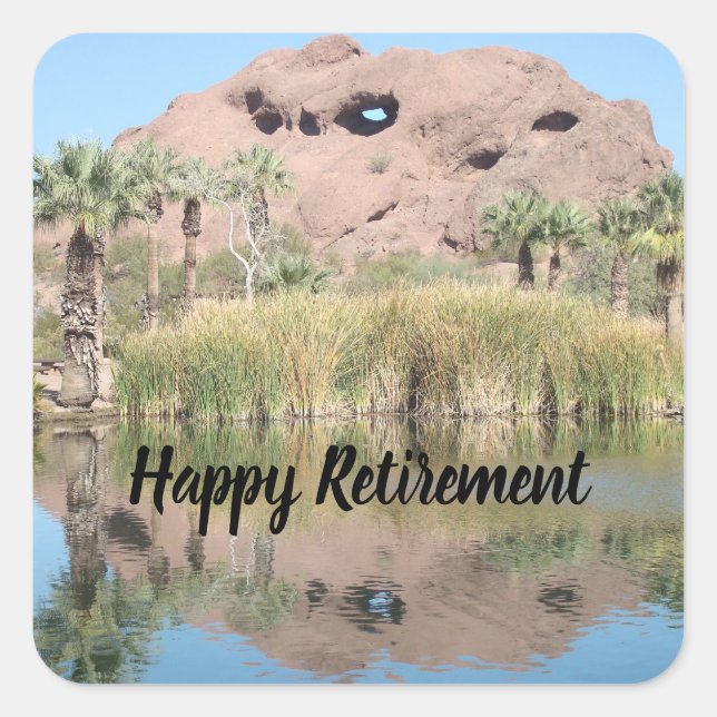 Happy Retirement Peaceful Landscape Workplace  Square Sticker (Front)