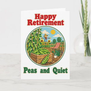 Happy Retirement Peas and Quiet Allotment Retro Card