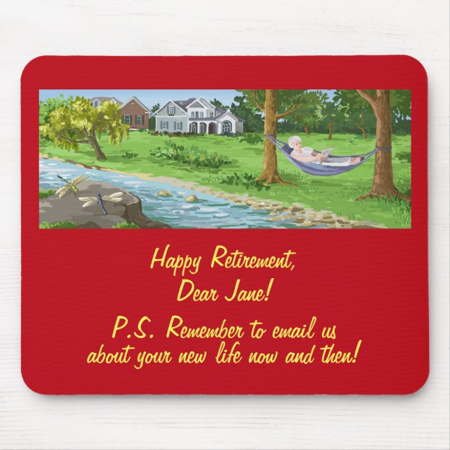 Happy Retirement Personalize (Lady in Hammock) Mouse Pad (Front)