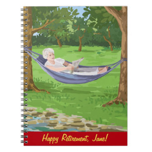 Happy Retirement Personalize (Lady in Hammock) Notebook
