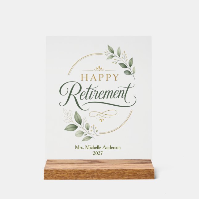 Happy Retirement Personalized Acrylic Sign (Front)