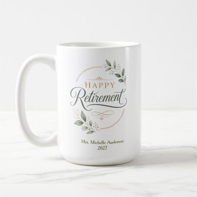Happy Retirement Personalized Coffee Mug (Left)