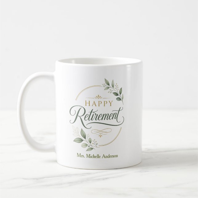 Happy Retirement Personalized Coffee Mug (Left)