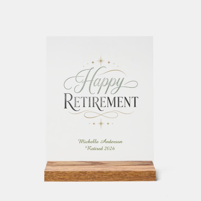 Happy Retirement Personalized Name Acrylic Sign (Front)